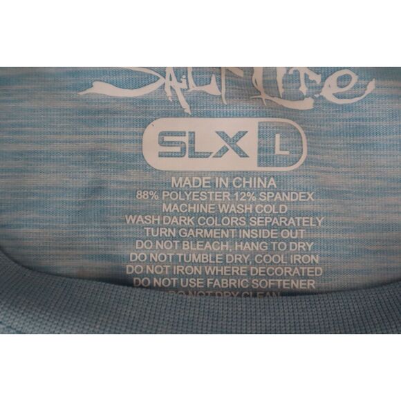 Salt Life Men's Sz L Sky Blue Heather Marlin Sinker Performance L/S Pocket Tee - Picture 3 of 8